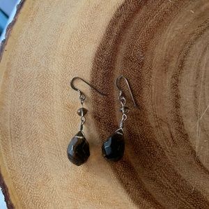 Smokey topaz and sterling silver earrings